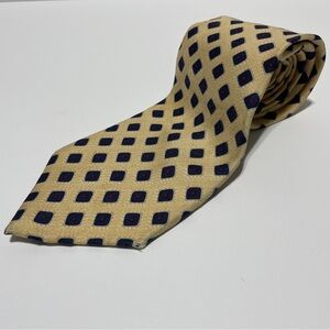 Burberrys Tie Men OS Gold Blue Red Geometric Silk Pattern Vintage